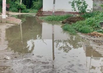 प्रखंड के गिरधरपुर नाहरपुर गांव को जोड़ने वाली सड़क पर का नल जल के पानी का पाइप फटने लगा जल जमाव