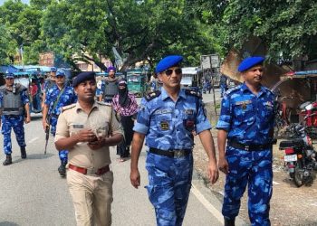 छपरा शहर में शांति व सुरक्षा के प्रति सजग रैपिड एक्शन फोर्स