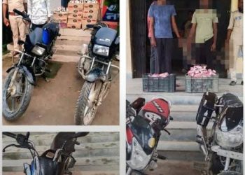 186.6 ली0 देशी शराब के साथ 03 अभियुक्त गिरफ्तार एवं 05 मोटरसाइकिल जप्त