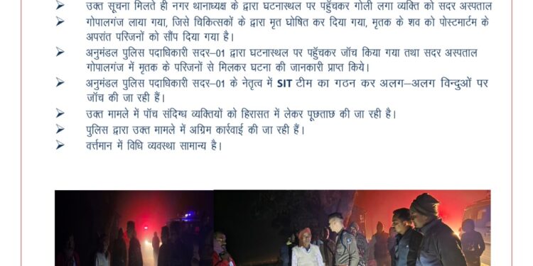 सनसनीखेज वारदात: नगर थाना क्षेत्र में युवक की गोली मारकर हत्या, एसआईटी गठित