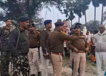 विजयीपुर में शांतिपूर्ण सरस्वती पूजा विसर्जन, खनुआ नदी पर ड्रोन से प्रशासन की पैनी नजर