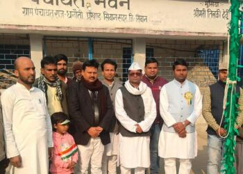 धनौती पंचायत भवन पर सरपंच ने किया राष्ट्रीय ध्वजारोहण