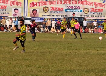 कोरेयां मैदान में फुटबॉल का जुनून: ऑल इंडिया बच्चा राय–उपेन्द्र राय मेमोरियल टूर्नामेंट 2026 का शानदार आगाज़