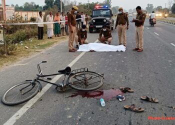 एनएच-27 पर भीषण सड़क हादसा, अज्ञात वाहन की चपेट में आने से साइकिल सवार की दर्दनाक मौत।