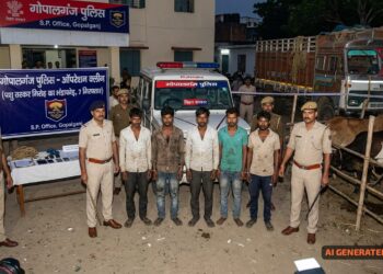 गोपालगंज पुलिस का ‘ऑपरेशन क्लीन’: पशु तस्कर गिरोह का भंडाफोड़, 7 गिरफ्तार।