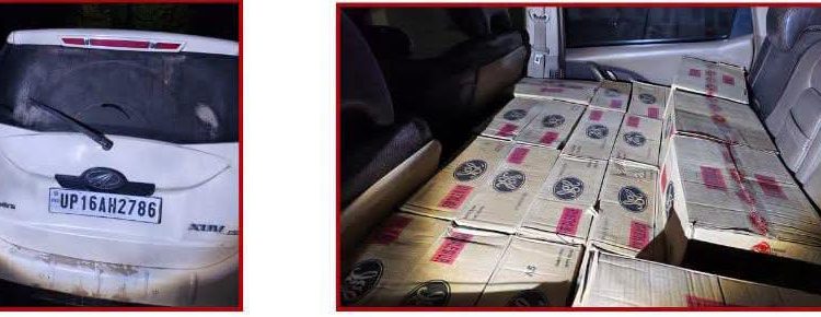 जादोपुर पुलिस की बड़ी कार्रवाई: कार से 414 लीटर देसी शराब बरामद, तस्कर फरार।