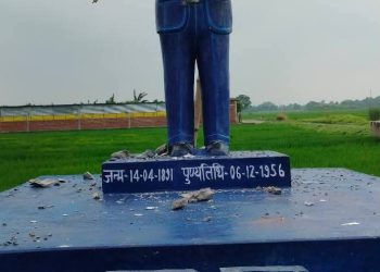 विजयीपुर में बाबा साहेब की प्रतिमा खंडित, मचा आक्रोश: सामाजिक सौहार्द बिगाड़ने की कोशिश का आरोप,